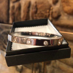 Stainless Steel with Crystal Bangle Cuff!